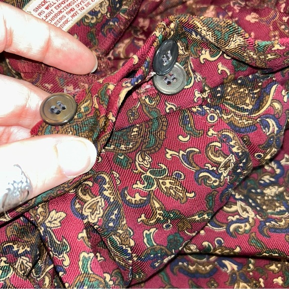 Nordstrom vintage burgundy paisley wool skirt 26” waist pockets *flawed - Picture 3 of 11